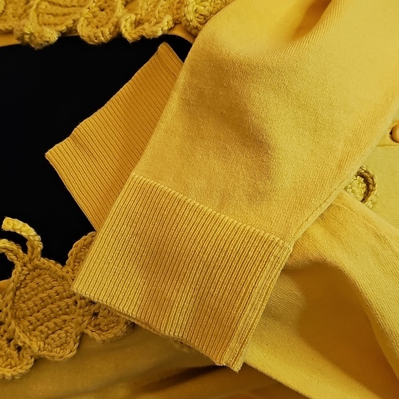 Anthropologie Moth Abuzz Bee Cardigan Sweater, Crochet Bumblebees, Yellow, Large - Picture 4 of 8